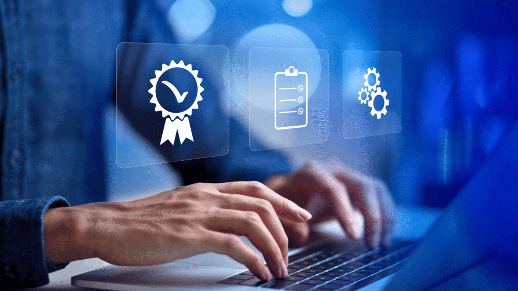 صورة توضح شخص يسعى للحصول على شهادات معتمكدة من بعد