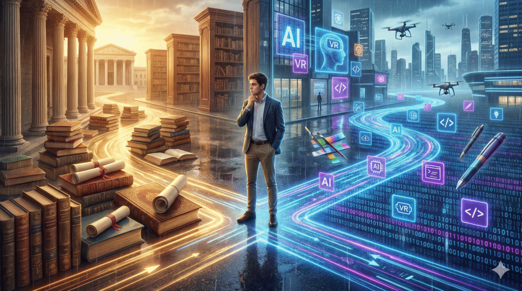 هل الشهادة ما زالت مهمة في 2026؟ مقارنة واقعية بين الشهادة والمهارة في سوق العمل السعودي والعالمي لمساعدتك على اختيار المسار المهني الأفضل.